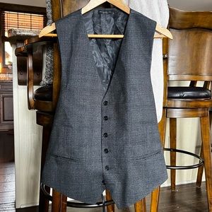 John Varvatos USA Fleur De Lis Charcoal Grey Vest - Large